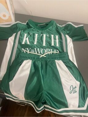 Kith Green & White Kids Athletic Jersey Set